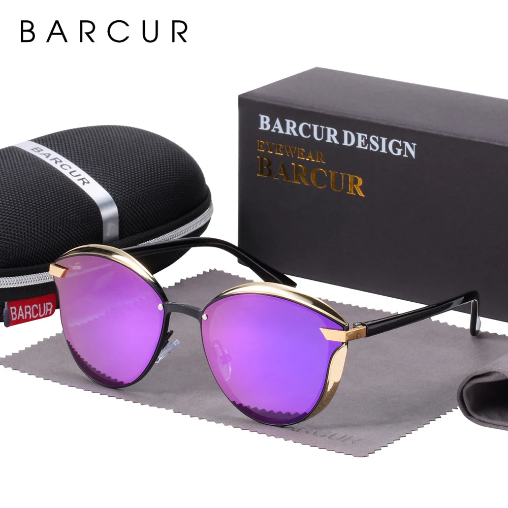 BARCUR Fashion Polarized Women Sunglasses Round Sun Glass Ladies Lunette De Soleil Femme