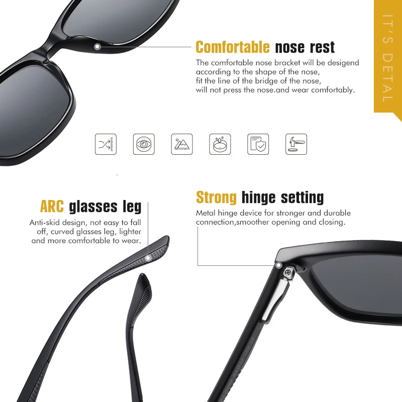 Fashion Square Sunglasses Polarized Men Women Ultra Light TR Frame G15 Glasses Anti-Glare Driving Goggle lunette de soleil femme