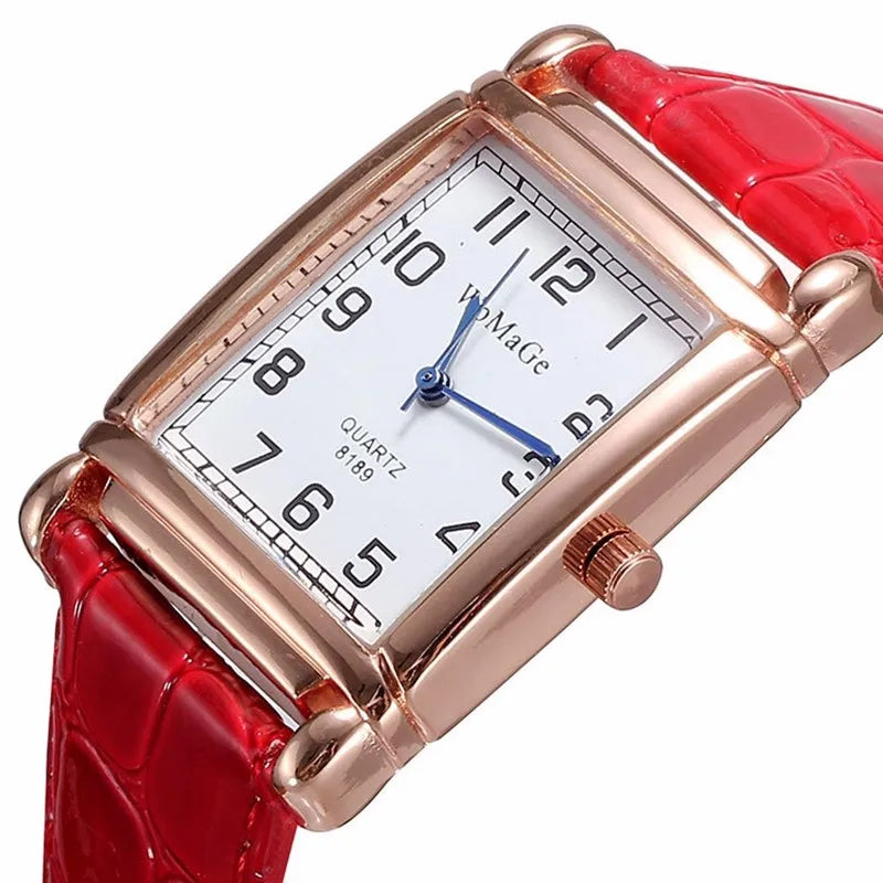 2022 New Watches for Women Square Rose Gold Wrist Watches Fashion Leather Brand Watches Ladies Quartz Watch Clock Montre Femme