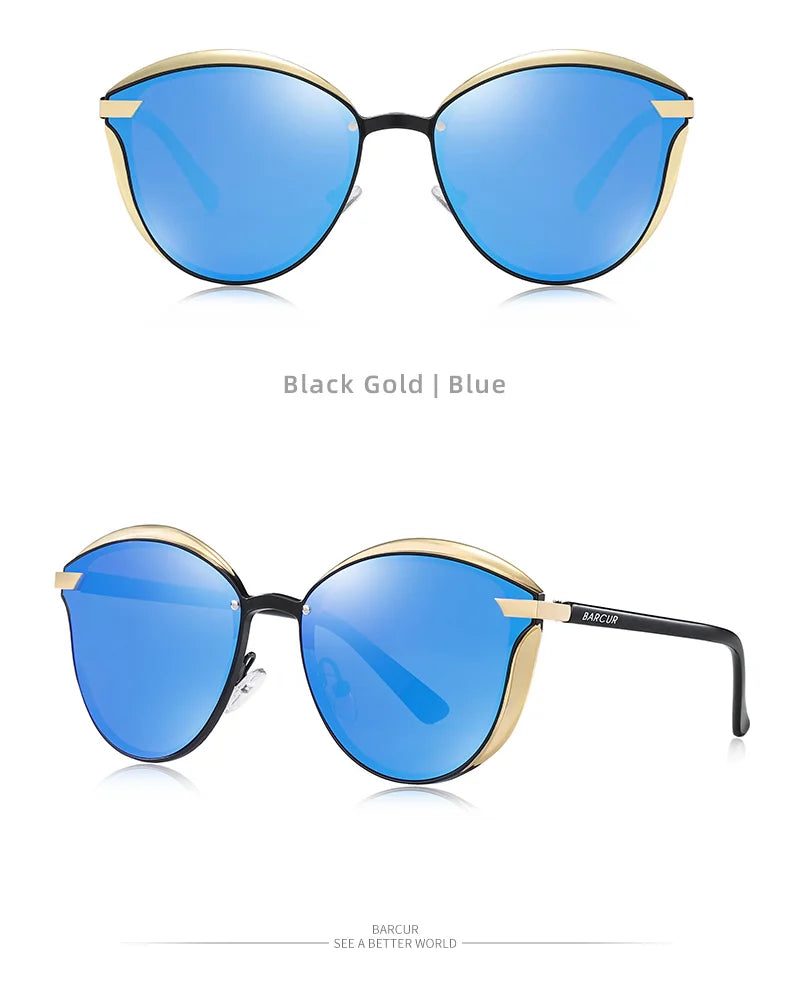 BARCUR Luxury Polarized Sunglasses Women Round Sun Glassess Ladies Lunette De Soleil Femme