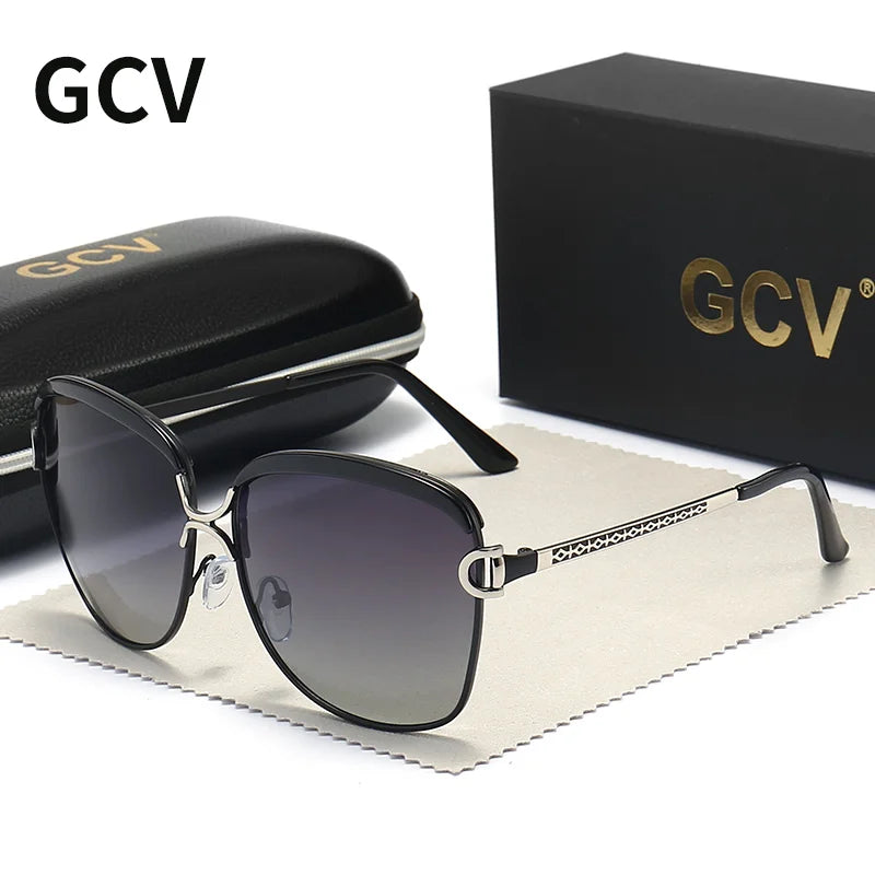 GCV Polarized Ladies Sunglasses Women Gradient Lens Round Sun Glasses Square Luxury Brand Oculos Lunette De Soleil Femme