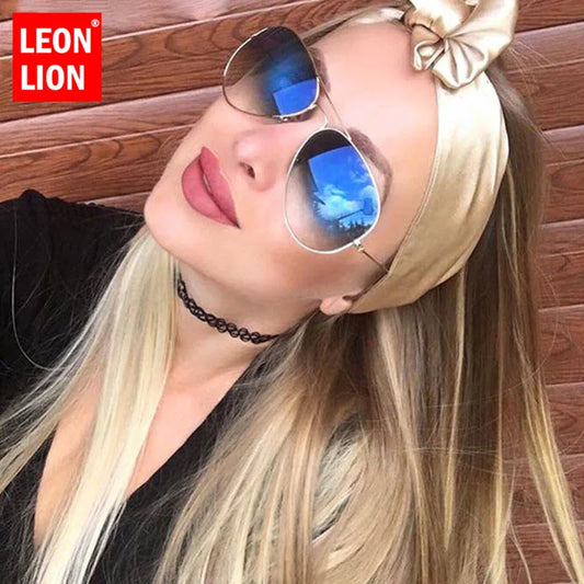 LeonLion 2023 Driving Gradient Sunglasses Women Alloy Mirror Glasses Lady Retro Metal Glasses Lunette De Soleil Femme UV400