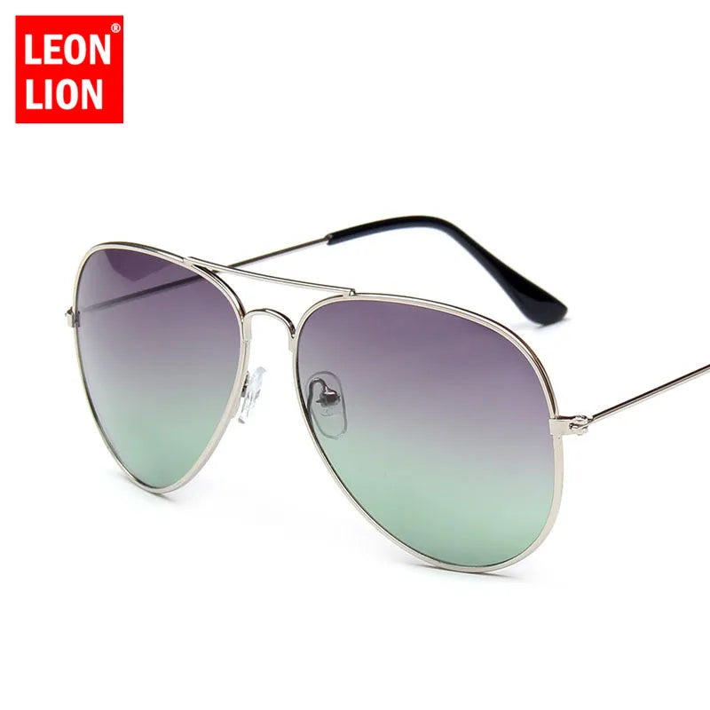 LeonLion 2023 Driving Gradient Sunglasses Women Alloy Mirror Glasses Lady Retro Metal Glasses Lunette De Soleil Femme UV400