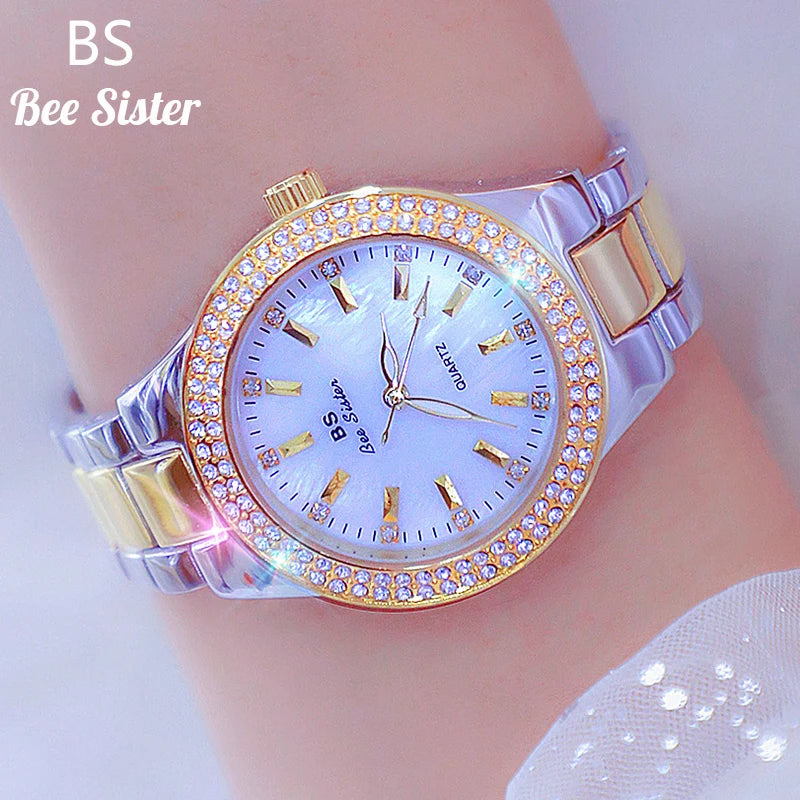 2024 Ladies Wrist Watches Dress Gold Watch Women Crystal Diamond Watches Stainless Steel Silver Clock Women Montre Femme 2023