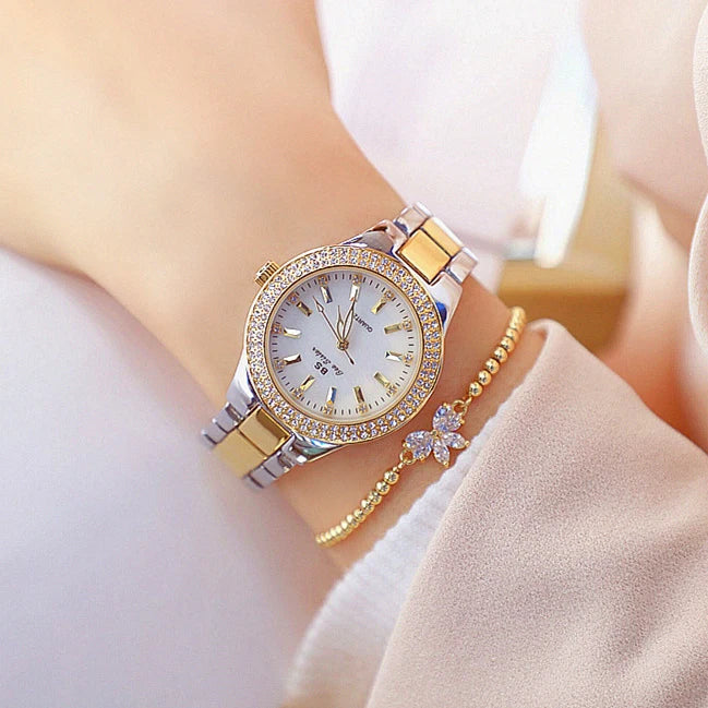 2024 Ladies Wrist Watches Dress Gold Watch Women Crystal Diamond Watches Stainless Steel Silver Clock Women Montre Femme 2023