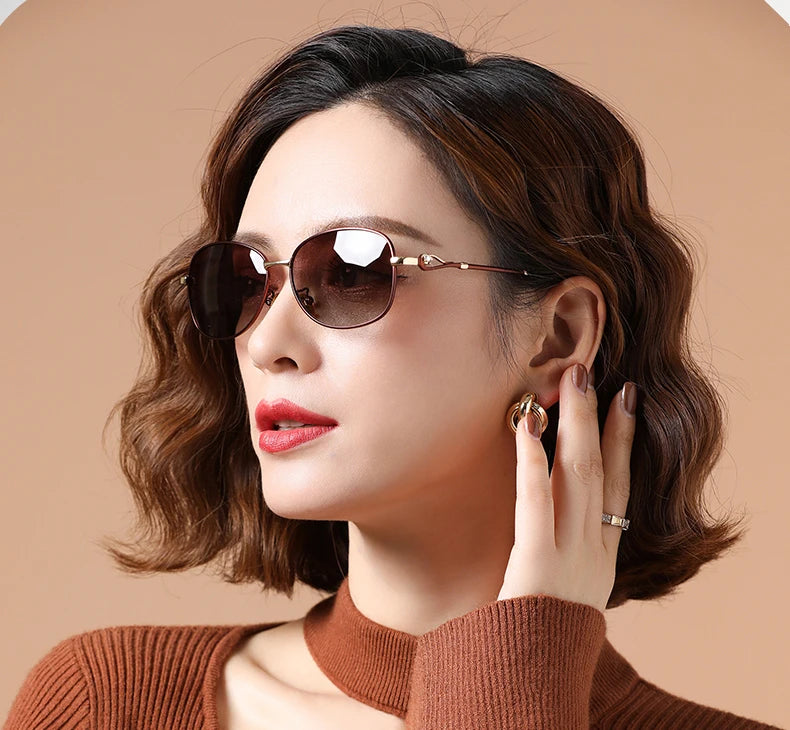 CoolPandas 2024 New Style Women's Sunglasses Gradient Polarized Lens Luxury Design Ladies Elegant UV400 Lunette De Soleil Femme