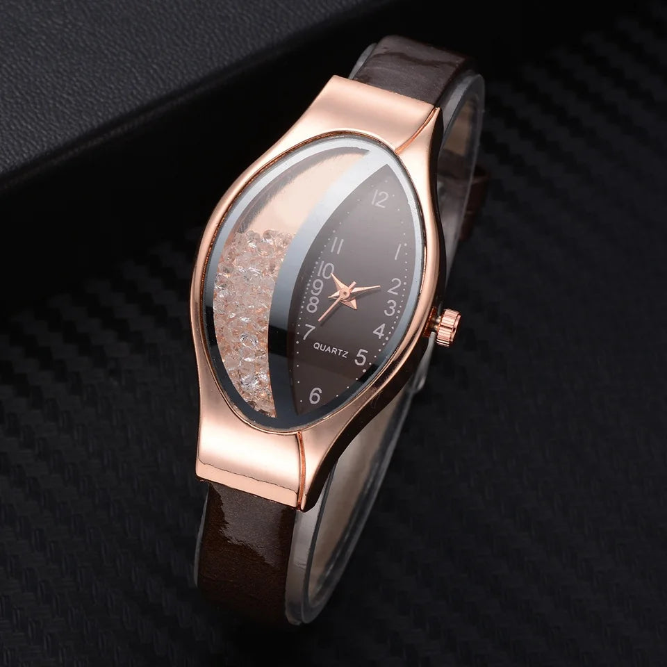 Fashion Oval Watch Women Luxury Gold Crystal Watches Metal Band Quartz Wristwatches for Ladies Girls Dames Horloge Montre Femme