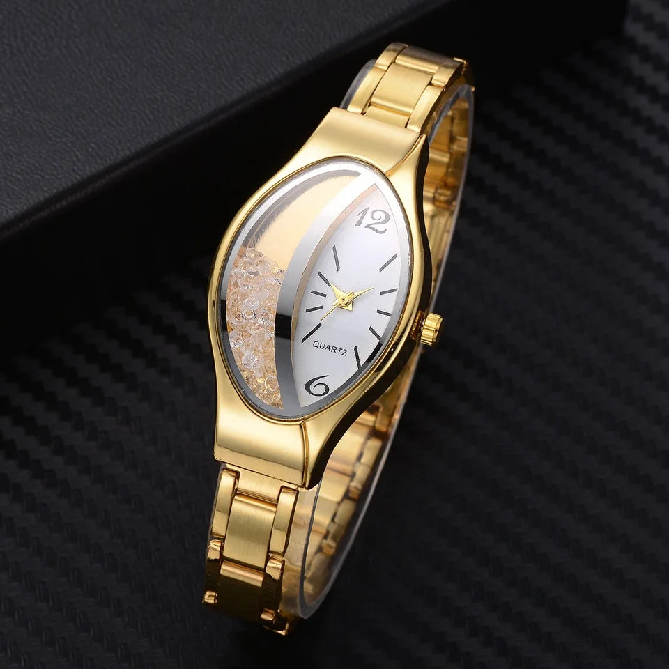 Fashion Oval Watch Women Luxury Gold Crystal Watches Metal Band Quartz Wristwatches for Ladies Girls Dames Horloge Montre Femme