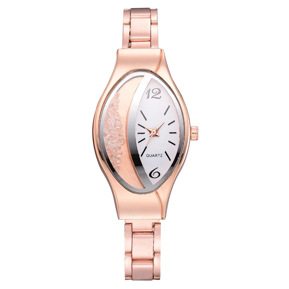 Fashion Oval Watch Women Luxury Gold Crystal Watches Metal Band Quartz Wristwatches for Ladies Girls Dames Horloge Montre Femme