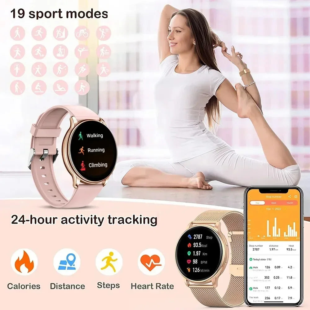 2024 New Lady Fashion Smart Watch women AMOLED HD Screen GPS Heart Rate Bluetooth Call Waterproof Outdoor SmartWatch For Xiaomi