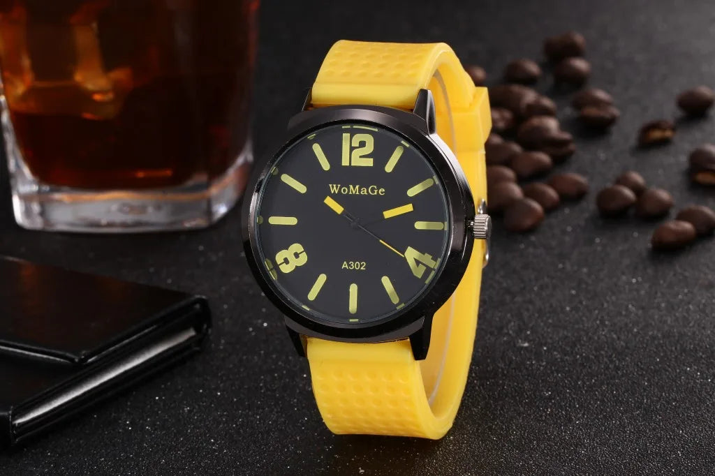 2022 Fashion Sport Watch Women Yellow Watches Candy Colour Big Dial Quartz Wristwatches Reloj Mujer Montre Femme Zegarki Damskie