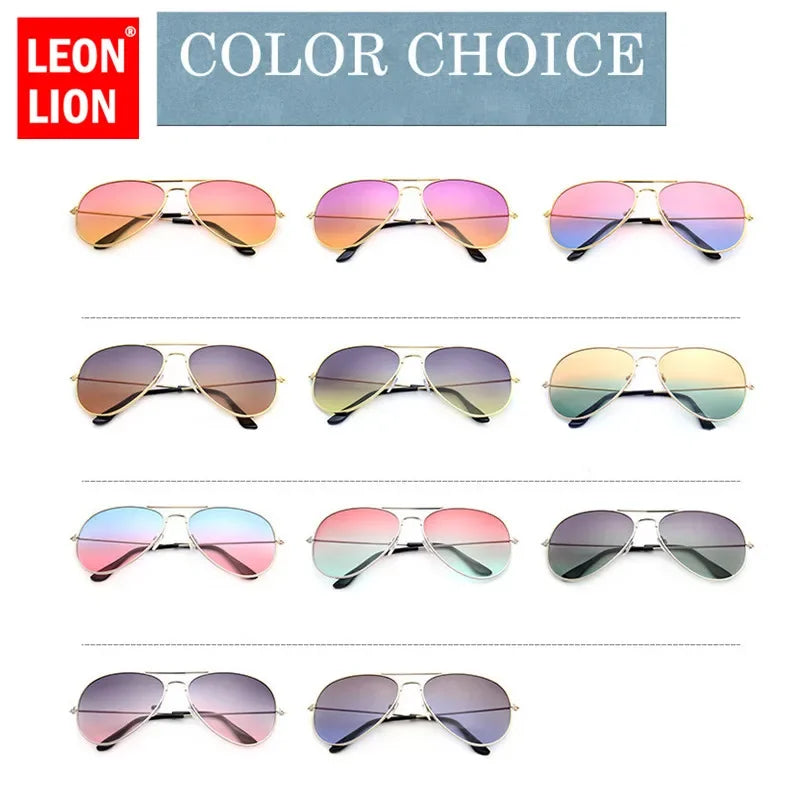 LeonLion 2023 Double Colors Gradient Sunglasses Women Alloy Mirror Glasses Lady Retro Metal Glasses Lunette De Soleil Femme