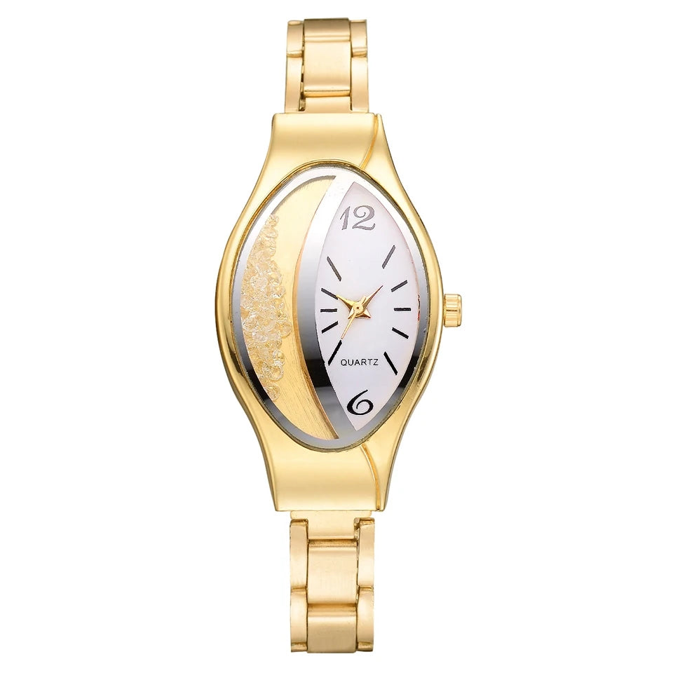 Fashion Oval Watch Women Luxury Gold Crystal Watches Metal Band Quartz Wristwatches for Ladies Girls Dames Horloge Montre Femme