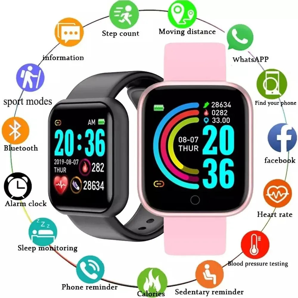 Multifunctional Smart Watch Men Women Bluetooth Connected Phone Music Fitness Sports Bracelet Sleep Monitor Y68 Smartwatch D20