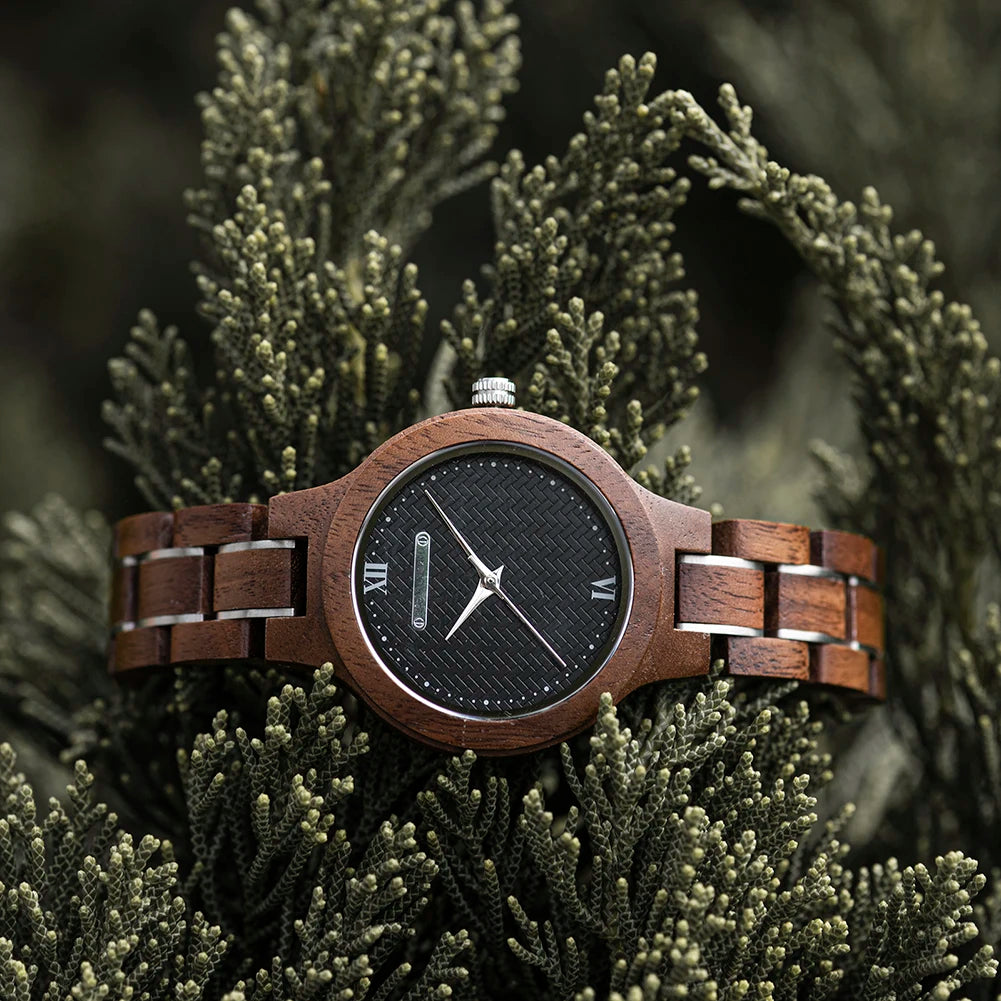 BOBO BIRD Wood Watches for Women Nature Lightweight Engraved Wooden Watch Simple Lady Quartz Wristwatch Special Gift for Her