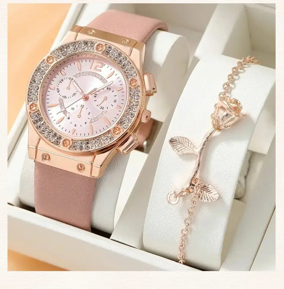 2pcs Set Womens Butterfly Watches Ladies Fashion Watch New Simple Casual Women Analog WristWatch Bracelet Gift