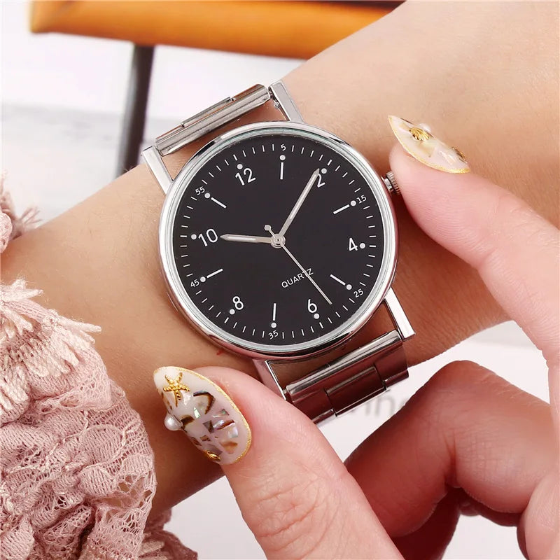 Simple Quartz Wristwatch Ladies Quartz Watch Stainless Steel Luminous Dial Leisure Fashionable Watch Reloj Mujer Montre Femmes