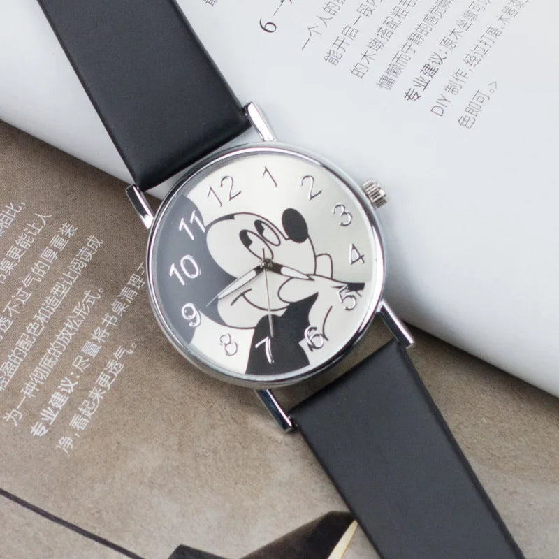 Disney Mickey Women Watches for Girls Leather Strap Ladies Quartz Clock reloj mujer relogios feminino montre femme