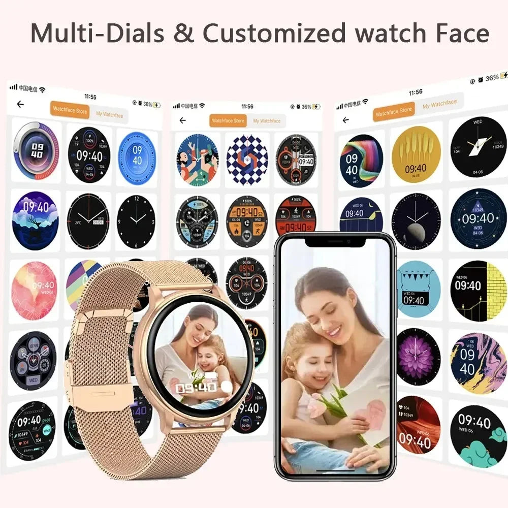 2024 New Lady Fashion Smart Watch women AMOLED HD Screen GPS Heart Rate Bluetooth Call Waterproof Outdoor SmartWatch For Xiaomi