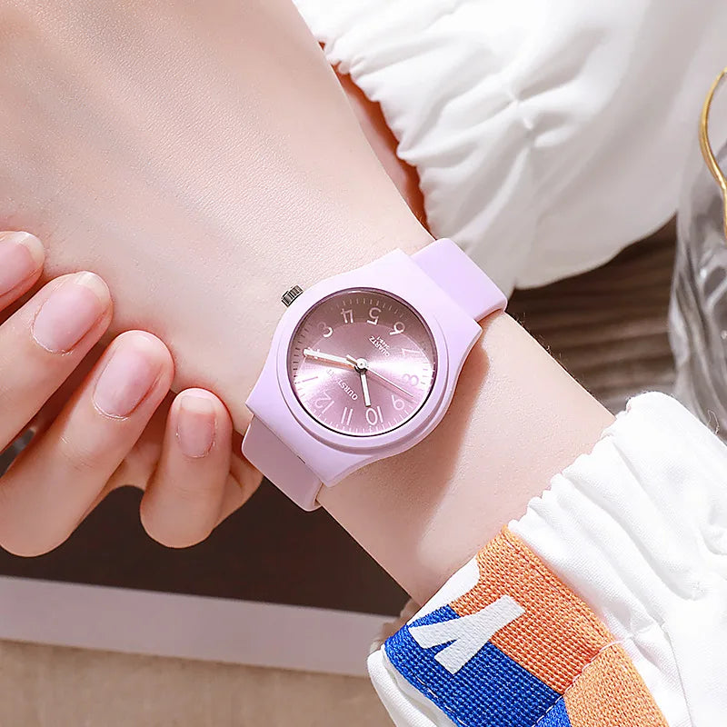 Candy Colored Silicone Strap Quartz Women's Watch Casual Fashion Digital Scale Wristwatch Montre Femme Reloj Mujer Dropshipping