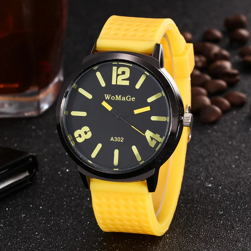 2022 Fashion Sport Watch Women Yellow Watches Candy Colour Big Dial Quartz Wristwatches Reloj Mujer Montre Femme Zegarki Damskie