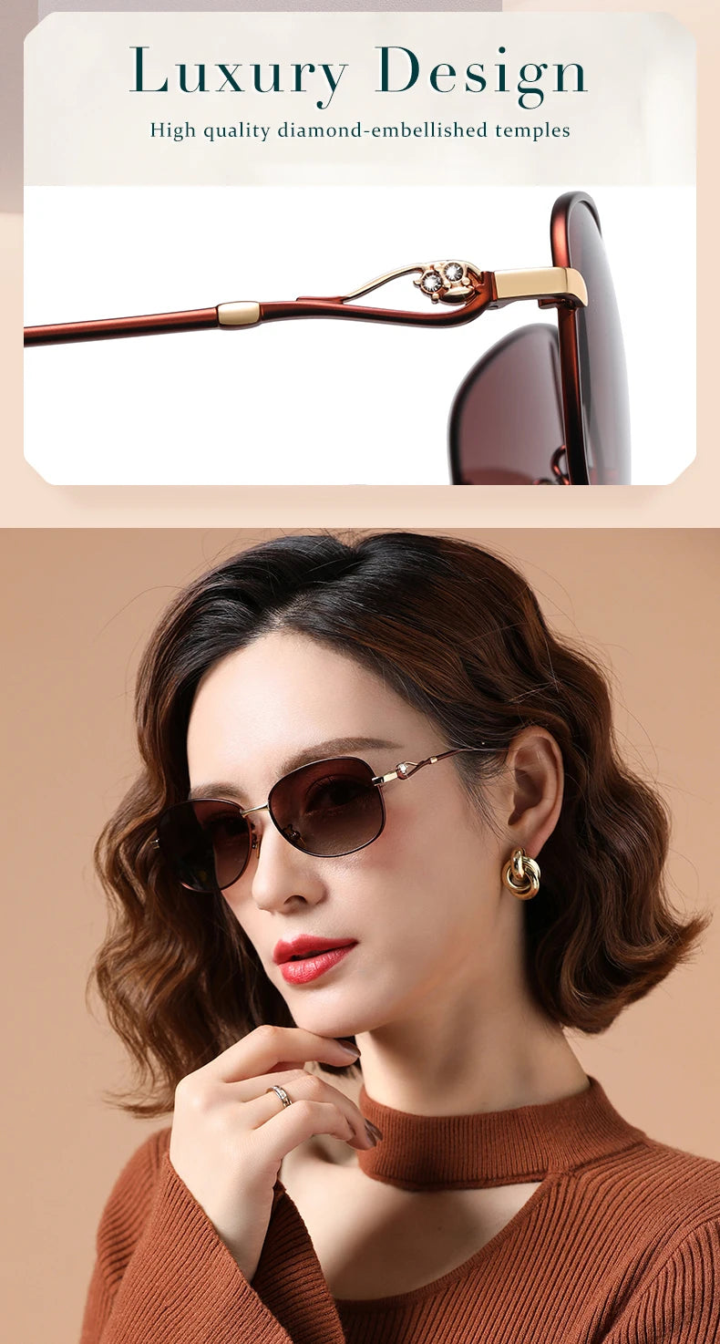 CoolPandas 2024 New Style Women's Sunglasses Gradient Polarized Lens Luxury Design Ladies Elegant UV400 Lunette De Soleil Femme