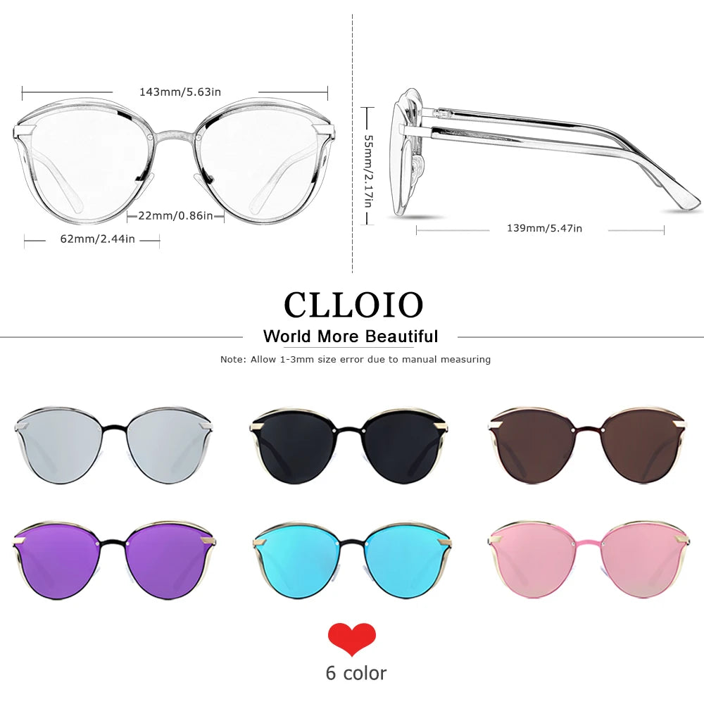 CLLOIO Fashion Polarized Sunglasses Women Cat Eye Driving Shades Luxury Classic Round Ladies Sun Glasses Lunette De Soleil Femme