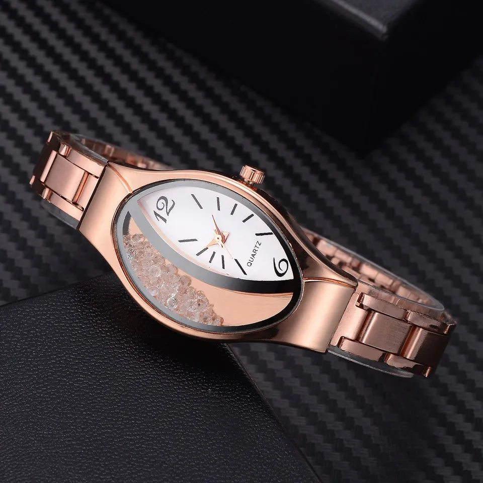 Fashion Oval Watch Women Luxury Gold Crystal Watches Metal Band Quartz Wristwatches for Ladies Girls Dames Horloge Montre Femme